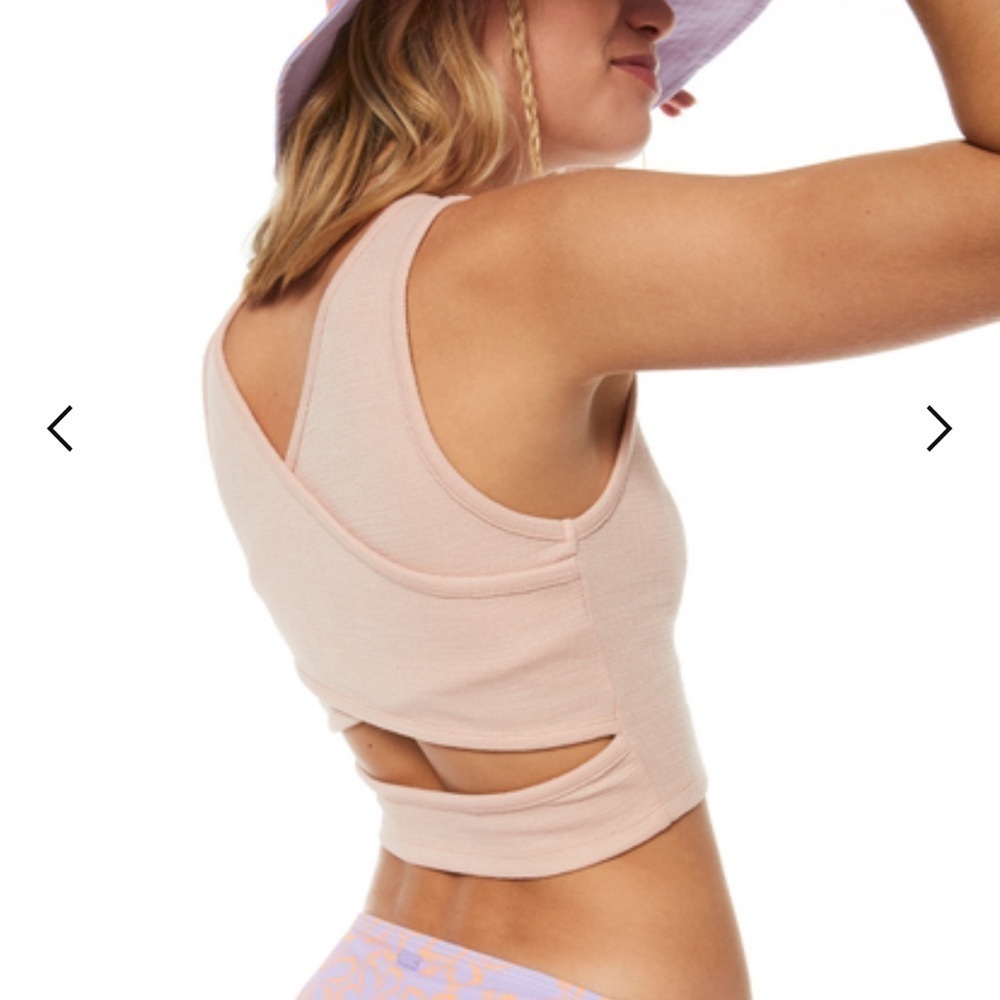 Roxy Pale Pink Ribbed Crop Tank Top - Picture 5 of 5